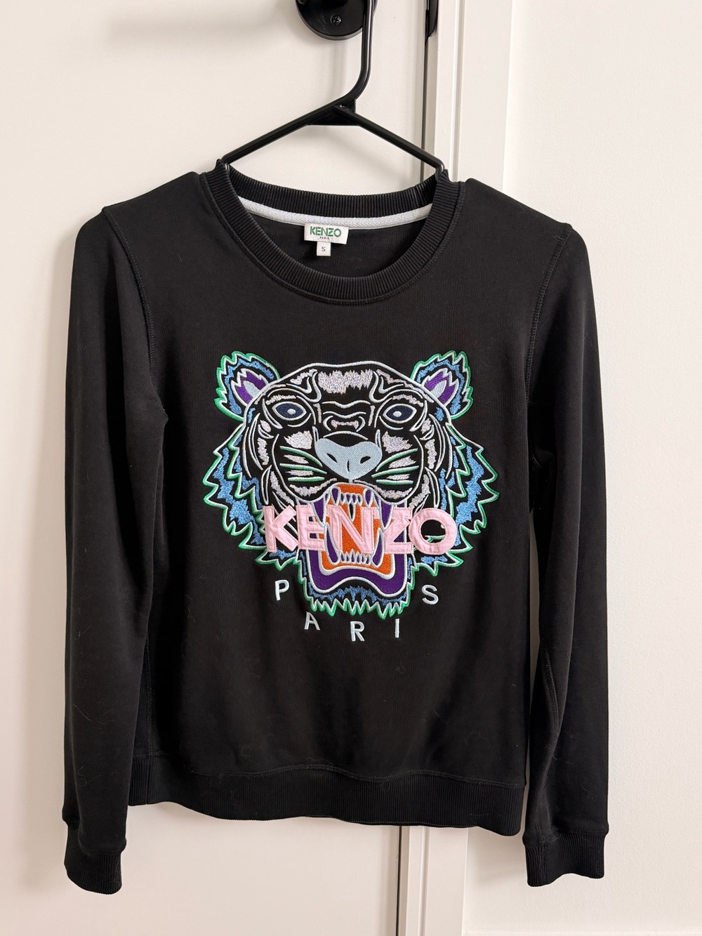 Authentic Kenzo Black Sweatshirt with Neon Tiger Logo
